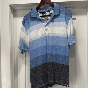 Tommy Bahama Blue and White Polo Shirt with Gradient Stripes